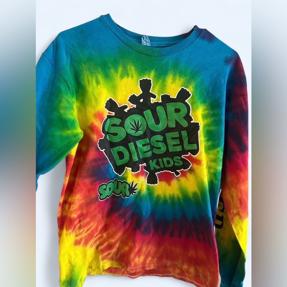 “Sour Diesel Kids” Tie Dye Long Sleeve Graphic Shirt - Picture 2 of 3